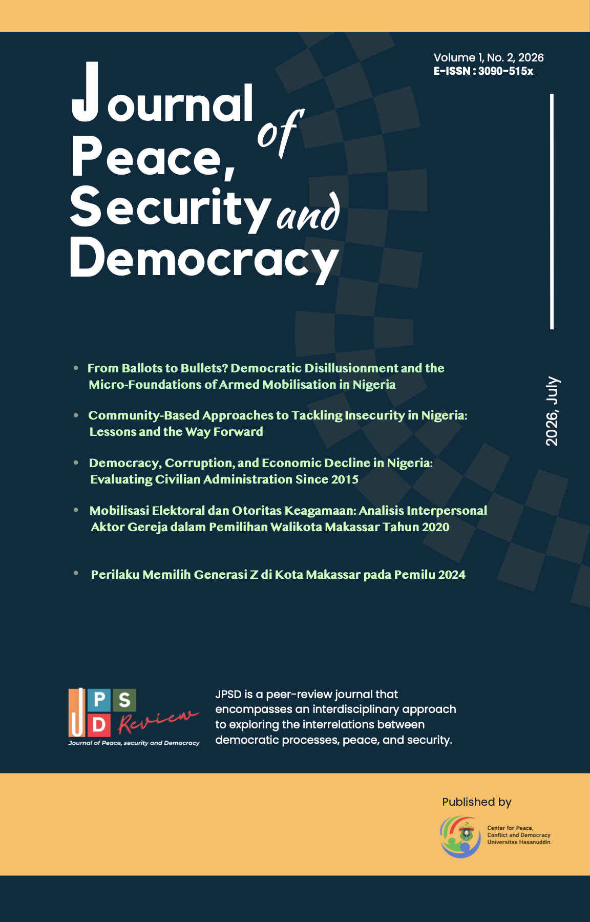 					View Vol. 2 No. 2 (2026): Journal of Peace, Security and Democracy
				